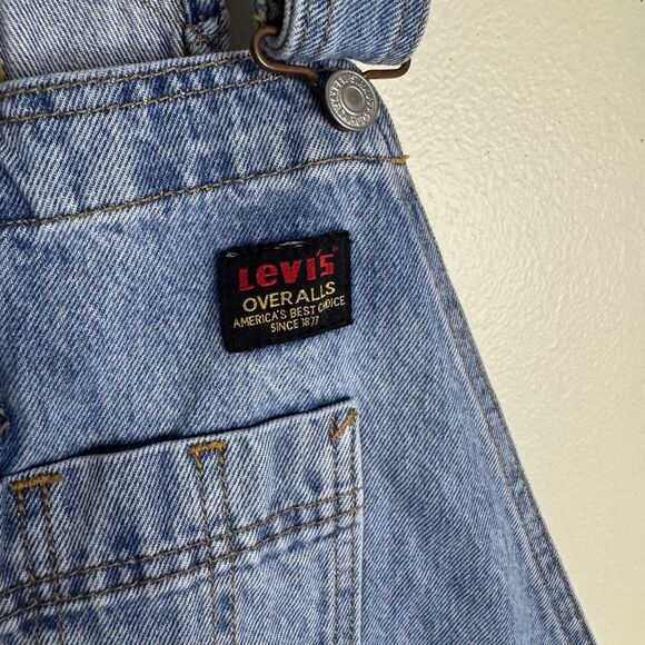 Levi's Overalls Mens Large Blue Denim Bib Shortalls Carpenter Utility Work - Picture 5 of 16